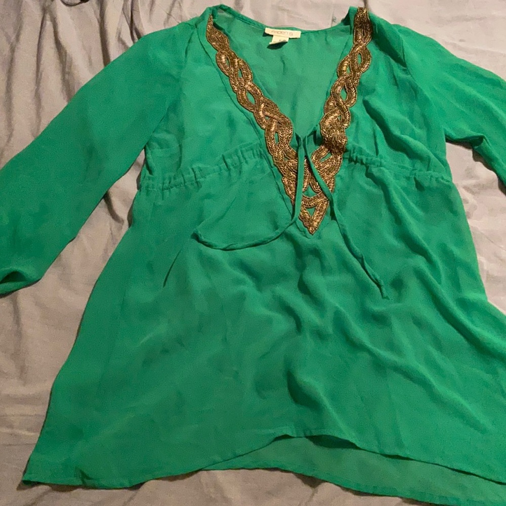 Vintage Jewel green sheer pullover